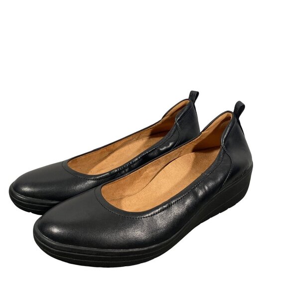Vionic Womens Jacey Black Leather Wedge Pumps Size 9 neutral comfort business - Picture 1 of 12
